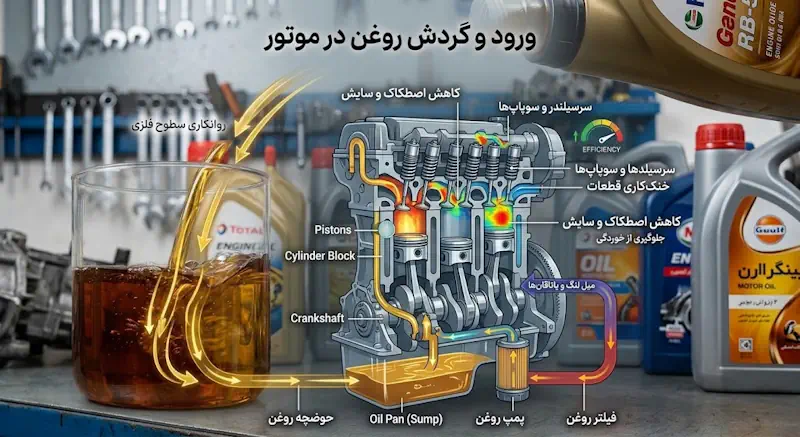 اینفوگرافی روغن موتور در انجین